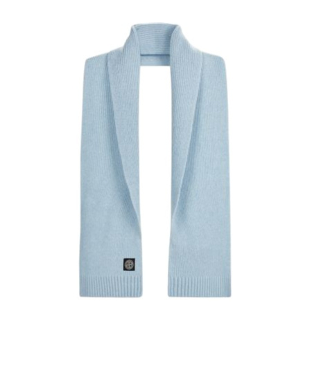 Stone Island Rib Knitted Scarf In Blue