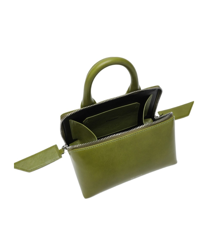 Attico Mini Friday Leather Top Handle Bag In Green