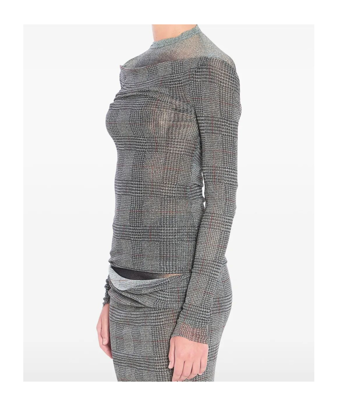 Jean Paul Gaultier Body Shadow And Prince Of Wales Top In Gray