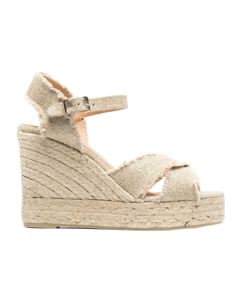Castaã±er Crossed Open-toed Wedges In Brown