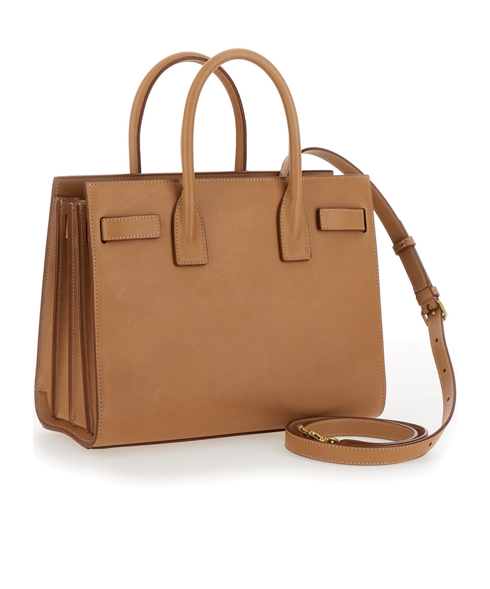 Saint Laurent Camel Leather Baby Sac De Jour Handbag In Brown