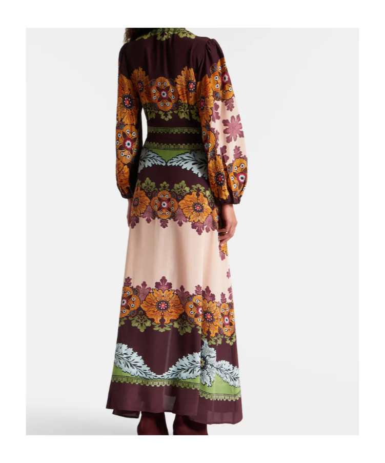 La Doublej Bordeaux Printed Crepe De Chine Maxi Dress In Multi