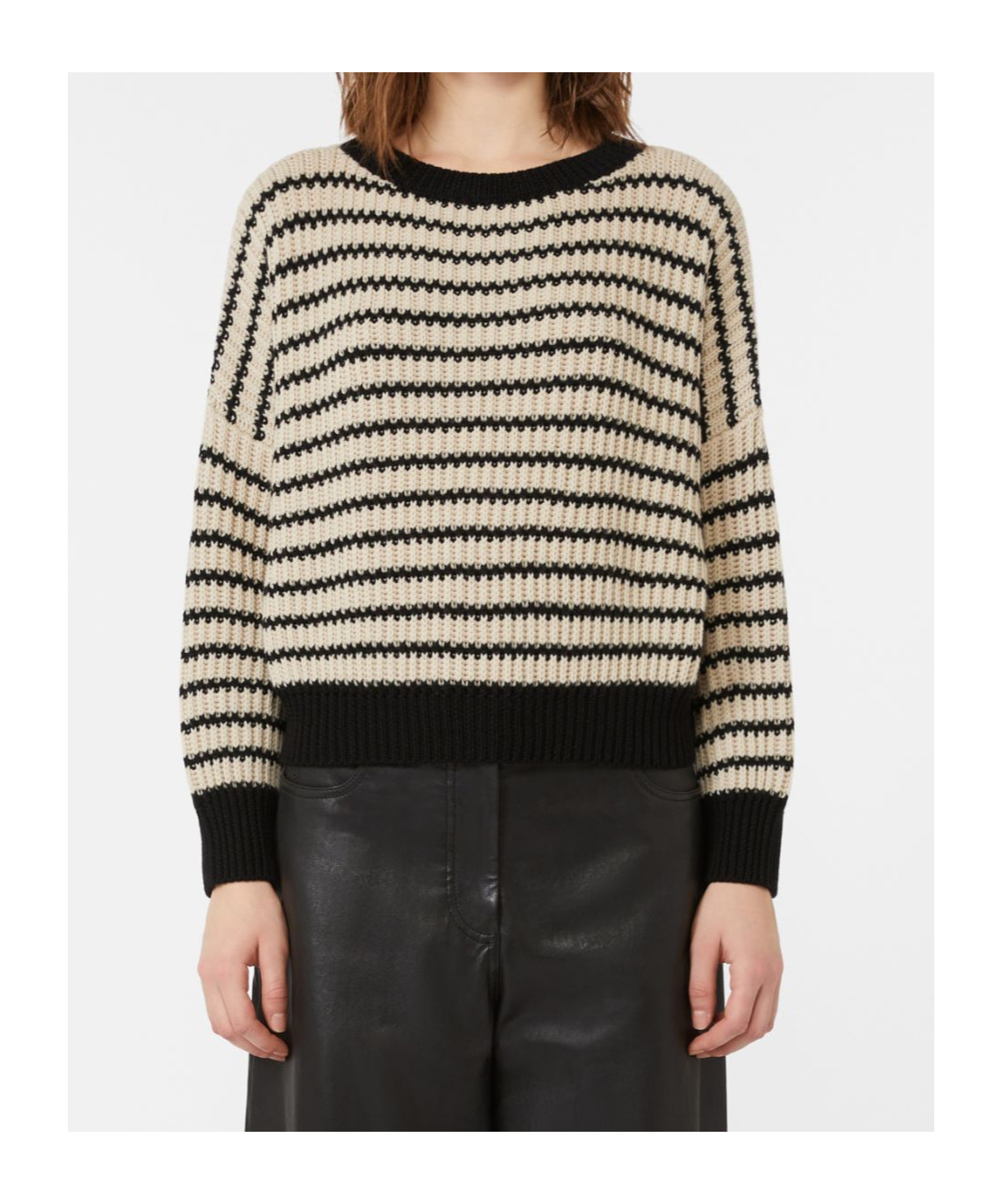 Weekend Max Mara Omens Beige Ezor Striped Wool Jumper In Brown