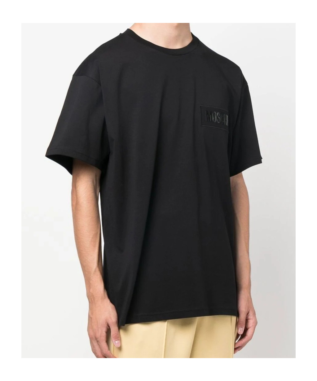 Moschino Embroidered-logo Organic Cotton T-shirt In Black