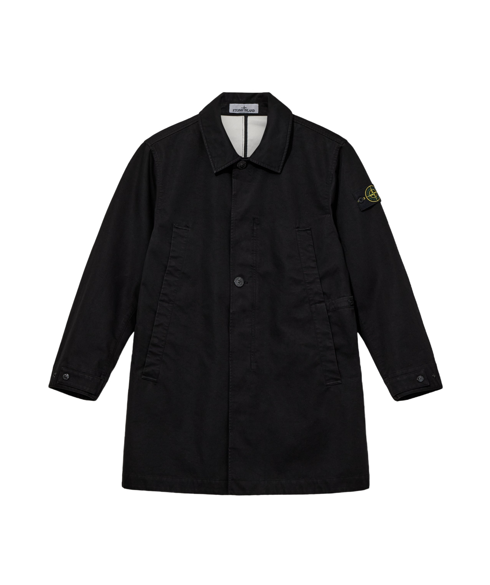 Stone Island Capospalla Lungo Coat In Black