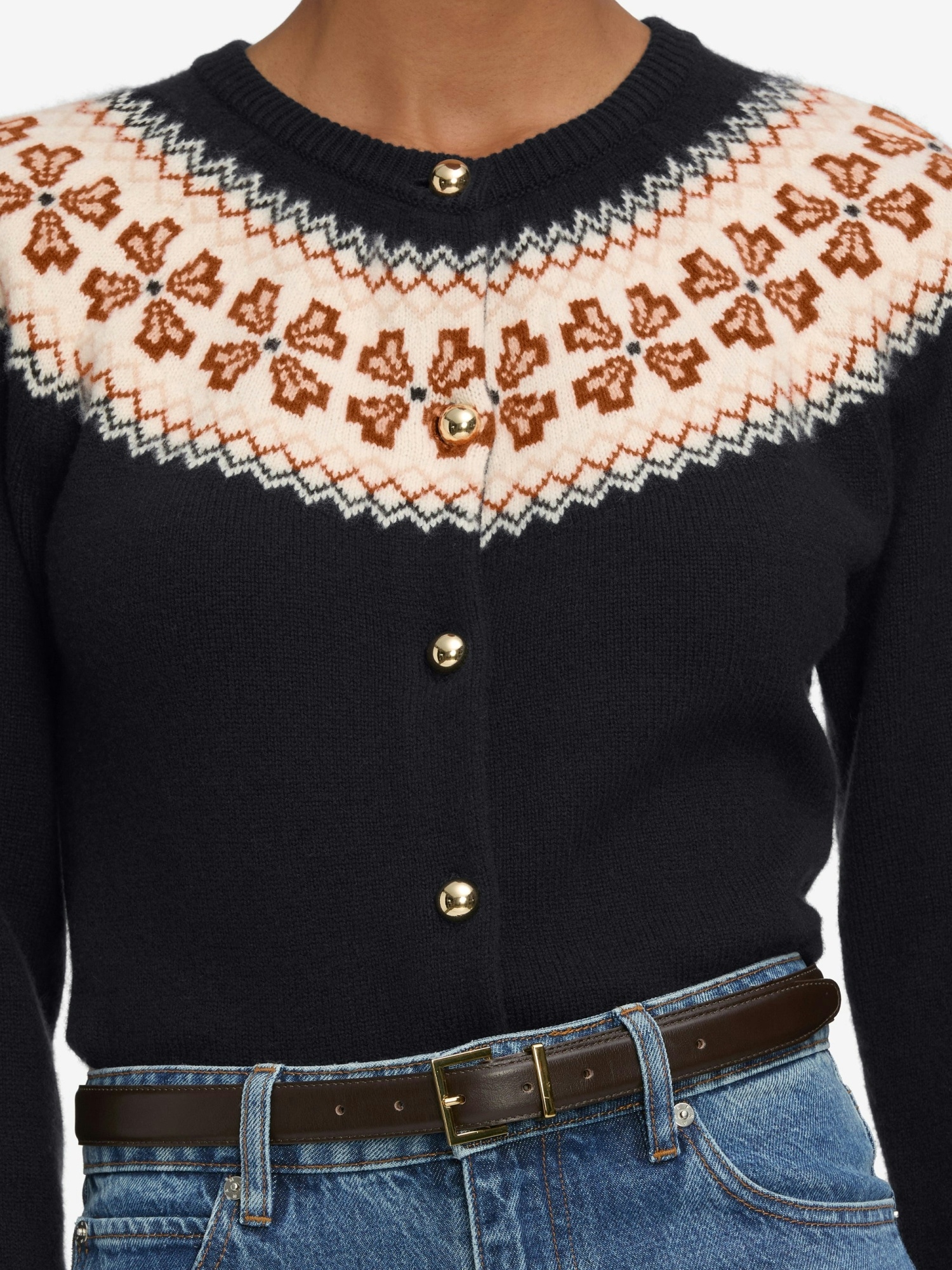 Frame Button-front Cardigan In Black
