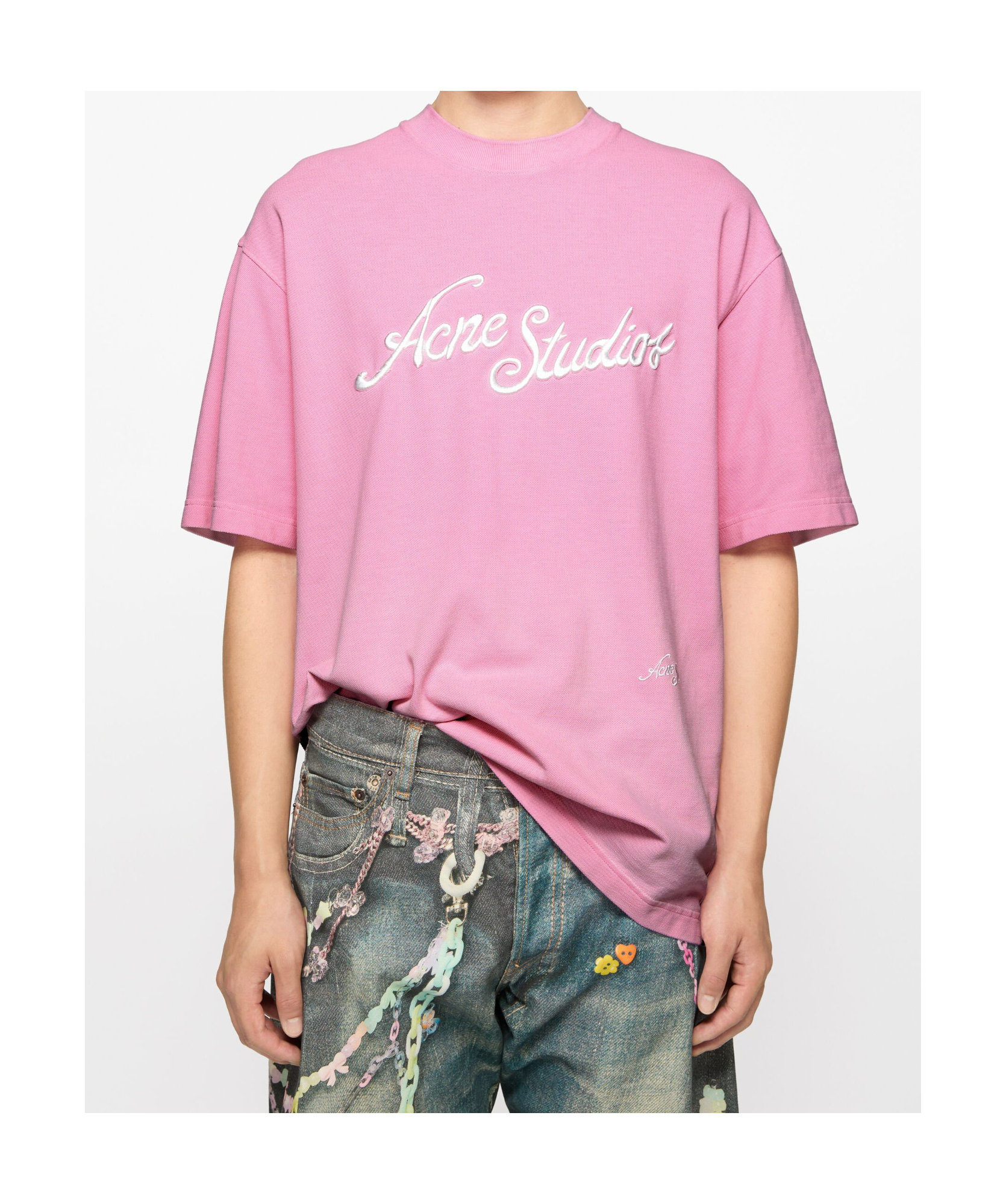 Acne Studios Man T-shirt Pink Size M Cotton