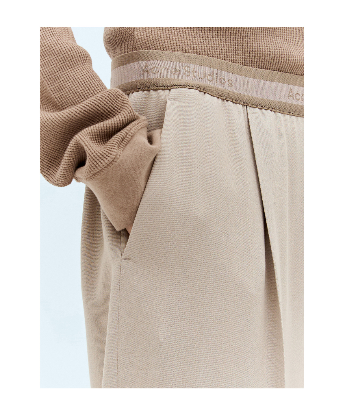Acne Studios Women Logo Waistband Tailored Pants In Nude