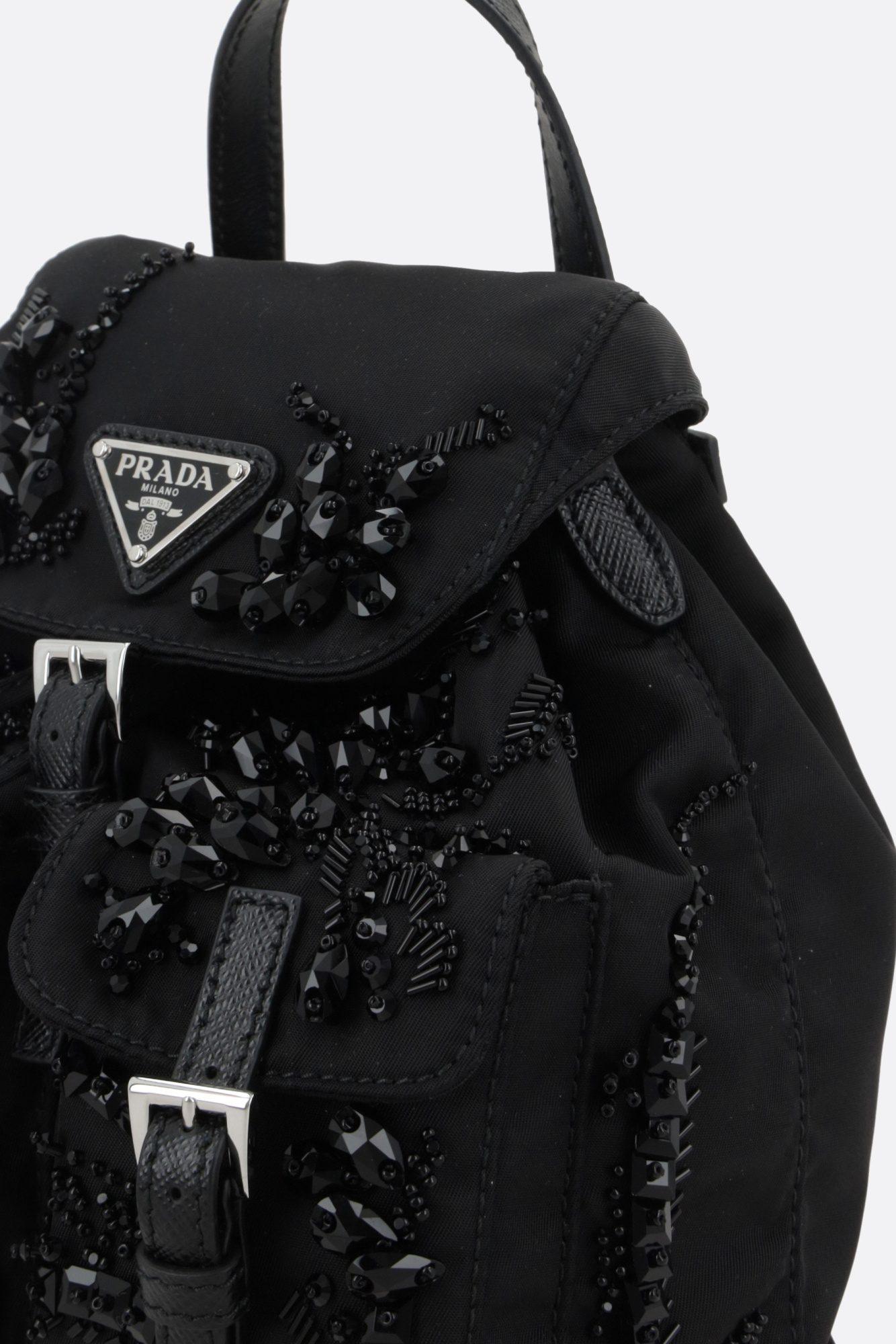 Prada Re-nylon Logo Shoulder Backpack In Black