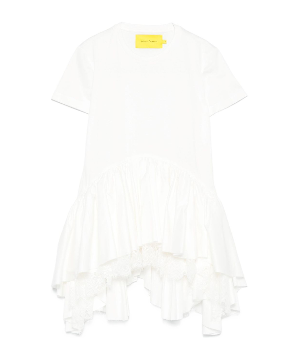 Marques' Almeida Cotton Top With Flared Hem And Lace Layers In White