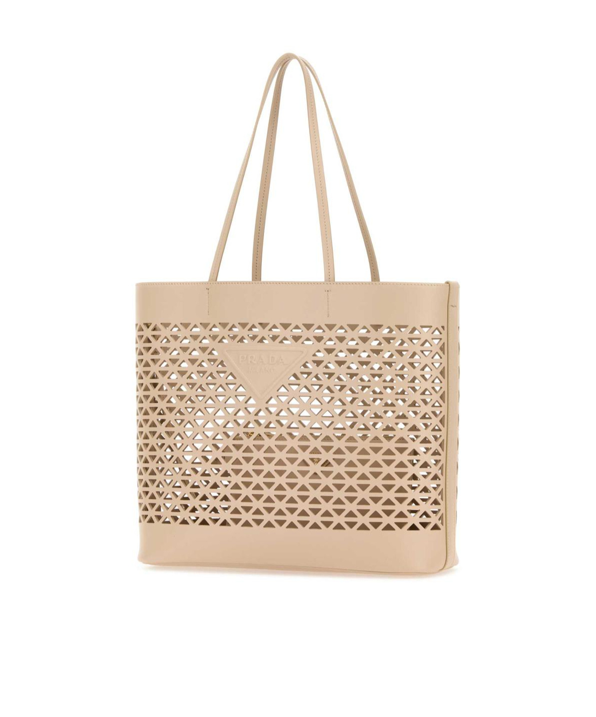 Prada Sand Leather Shopping Bag In Nude
