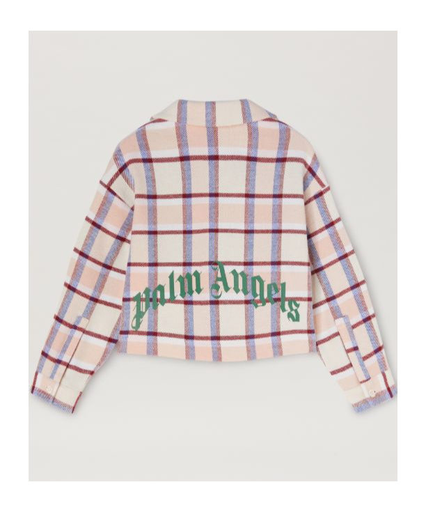 Shop Palm Angels Logo-print Checked Cotton Shirt In White