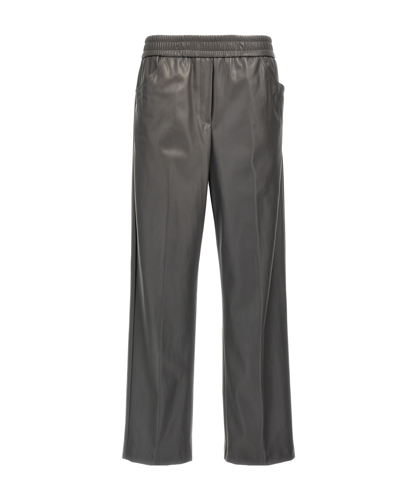 Nude Faux Leather Trousers Pants In Black