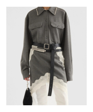 Jil Sander Pearl-embellished Button-up Shirt In Gray