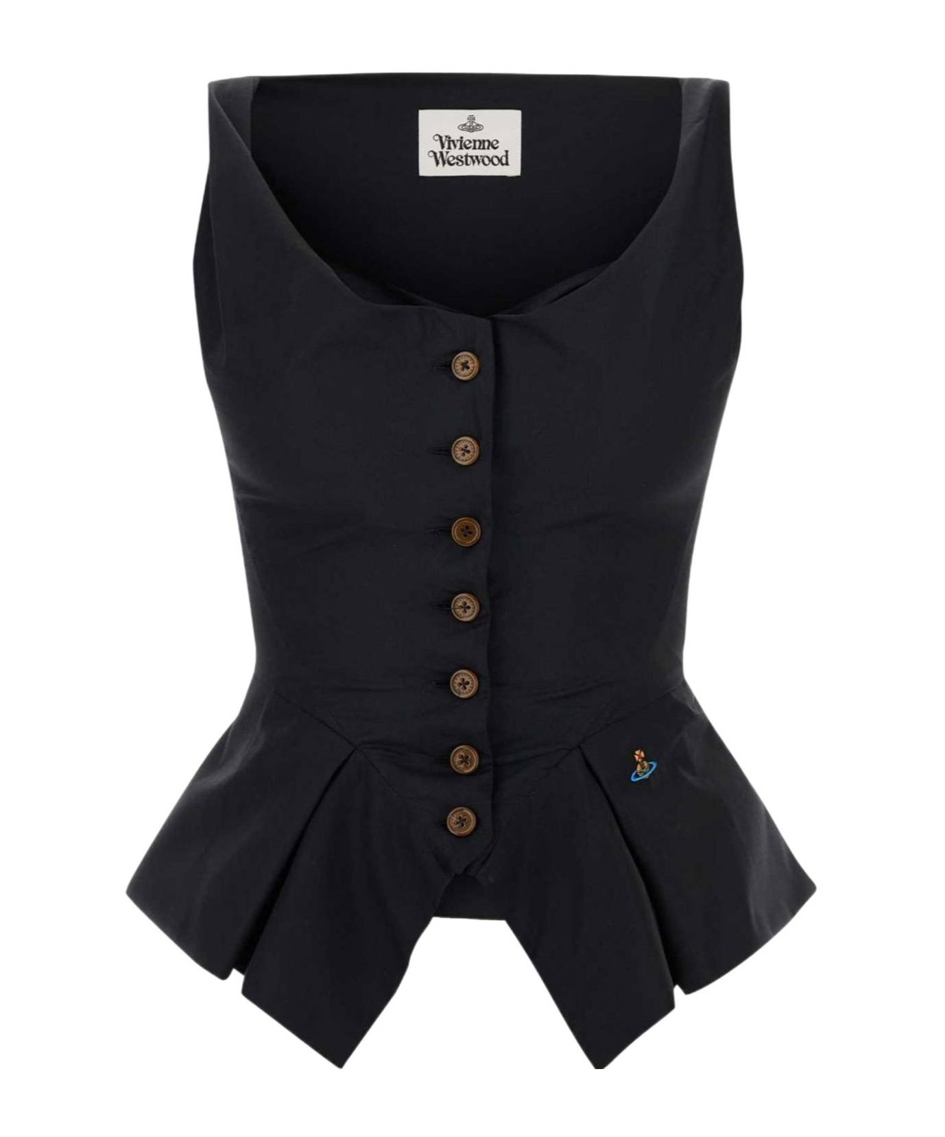 Vivienne Westwood Monday Cotton Vest Silhouette Peplum Sleeveless In Black