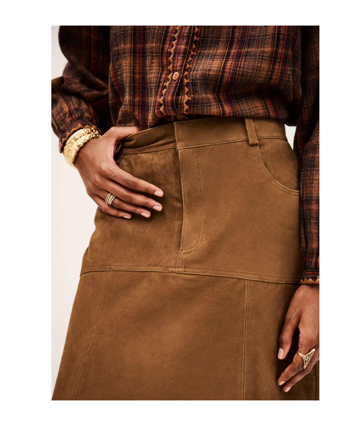 Bash High-waisted Skirt In Brown