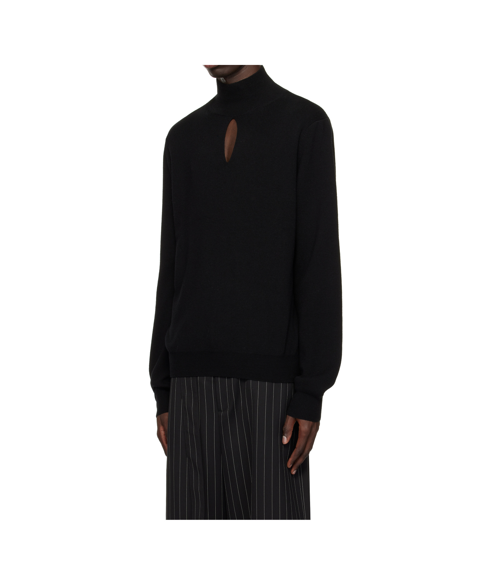 Mugler Black Cut-out Knit Turtleneck In Black
