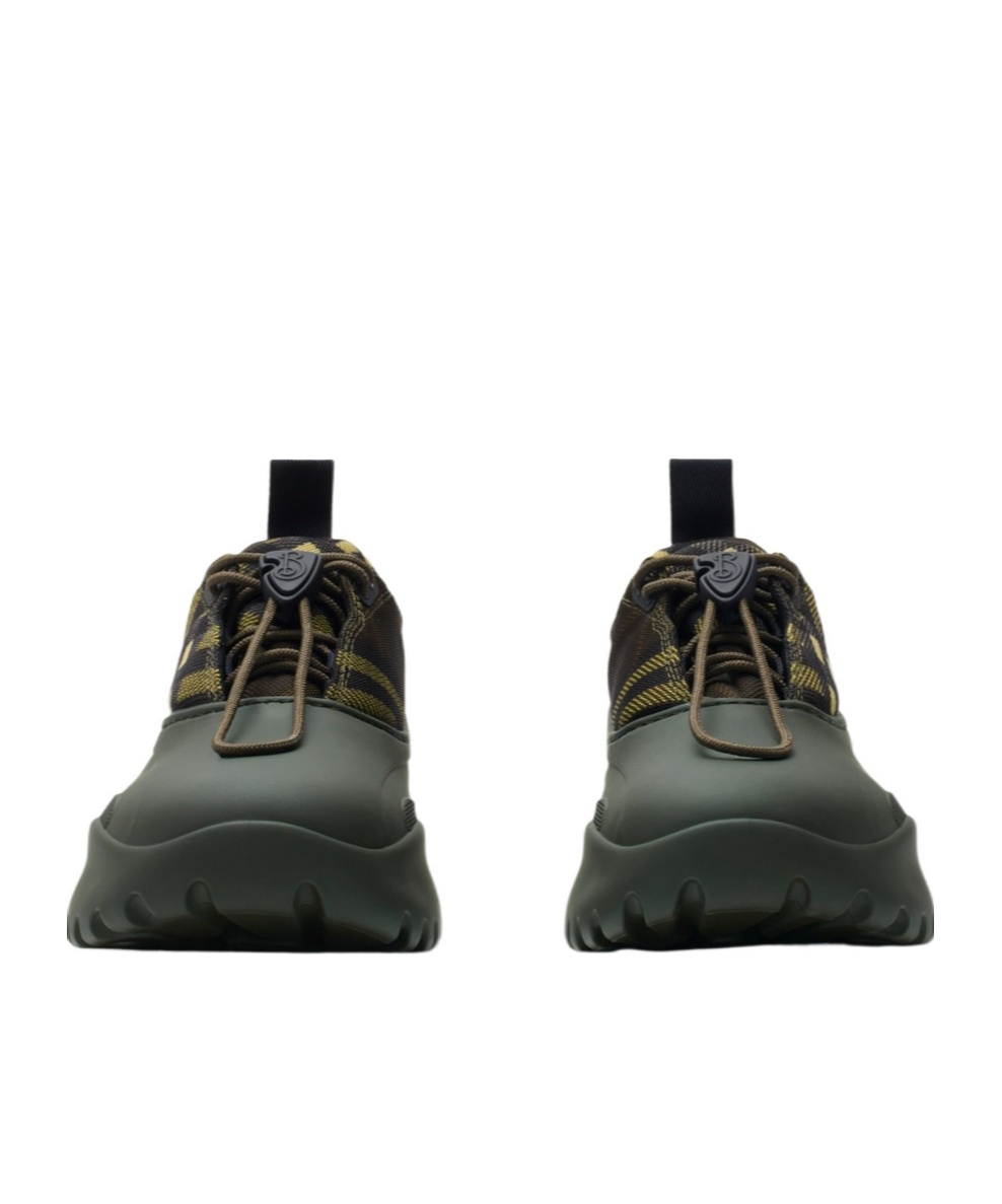 Burberry Checkered Pattern Chunky Sole Sneakers In Green