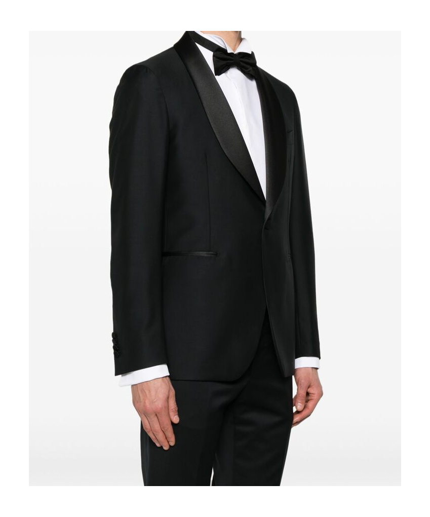 Tagliatore Lapel Long-sleeved Suit Jacket In Black