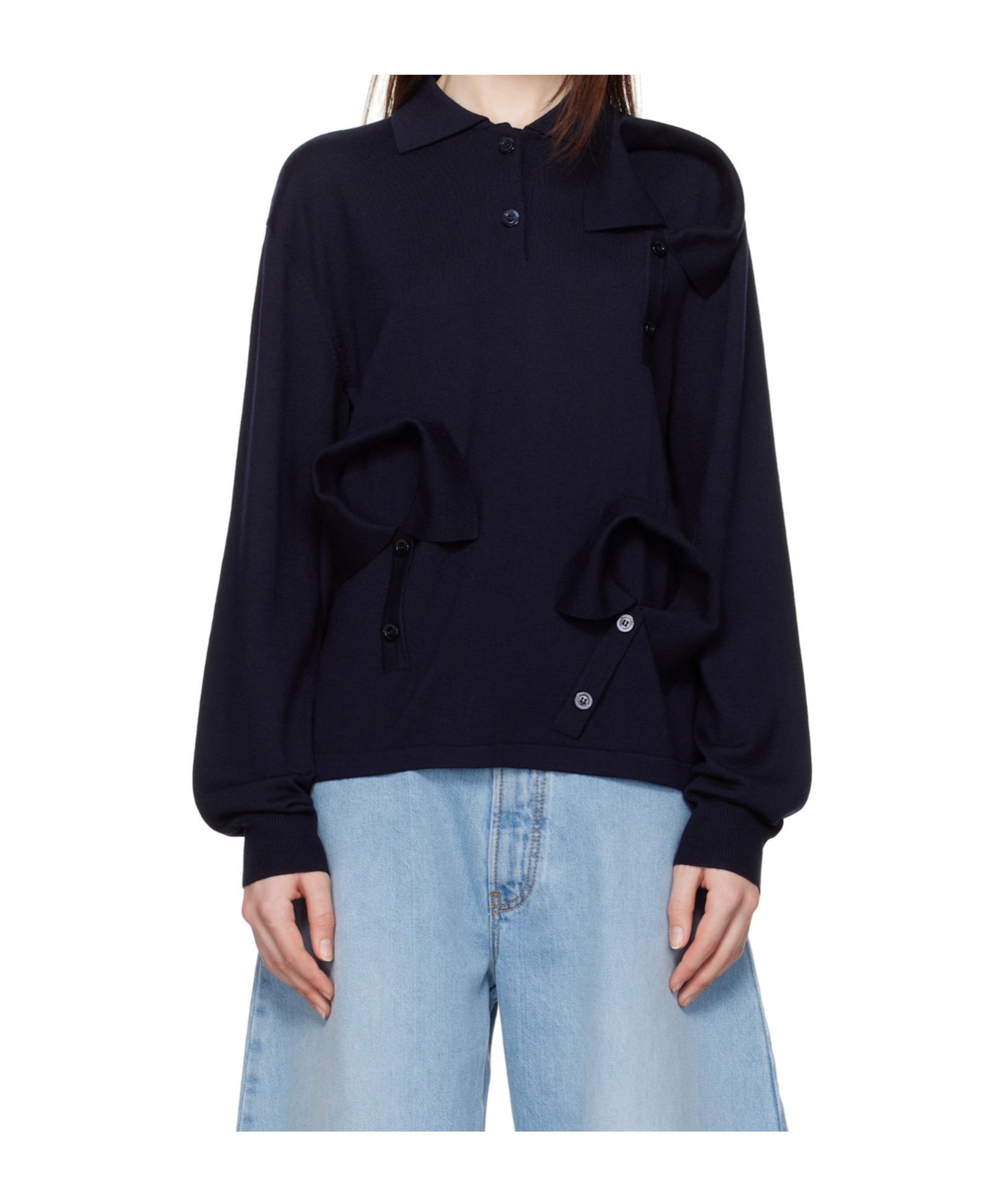 Moschino Long Sleeve Polo Shirt In Black