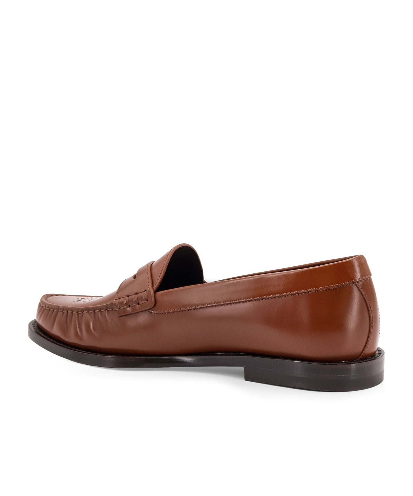 Celine Men Vivienne Leather Loafer With Perforated Triomphe Logo In Brown