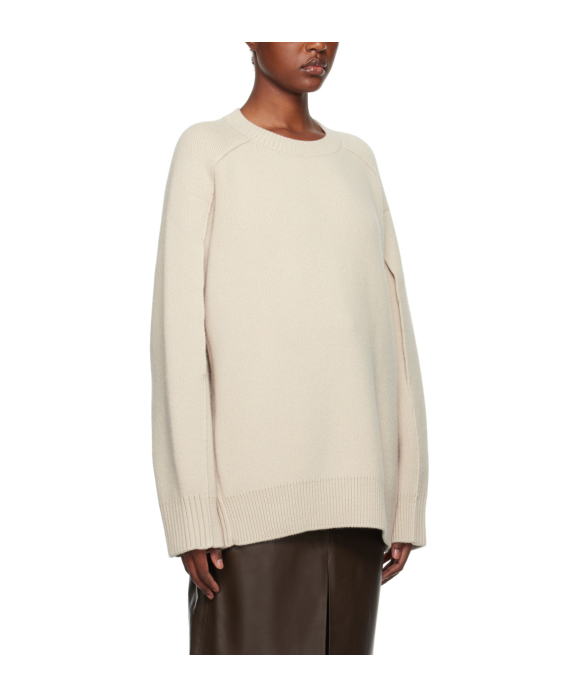Shop Lanvin Cape-back V Irgin-wool Blend Jumper In Nude