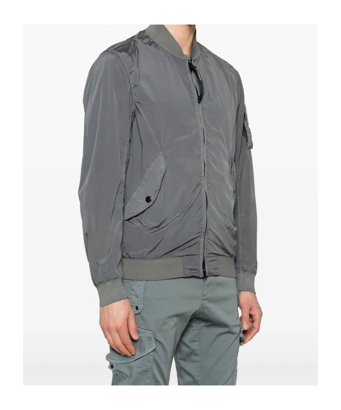 C.p. Company Lens-detail Bomber Jacket In Gray