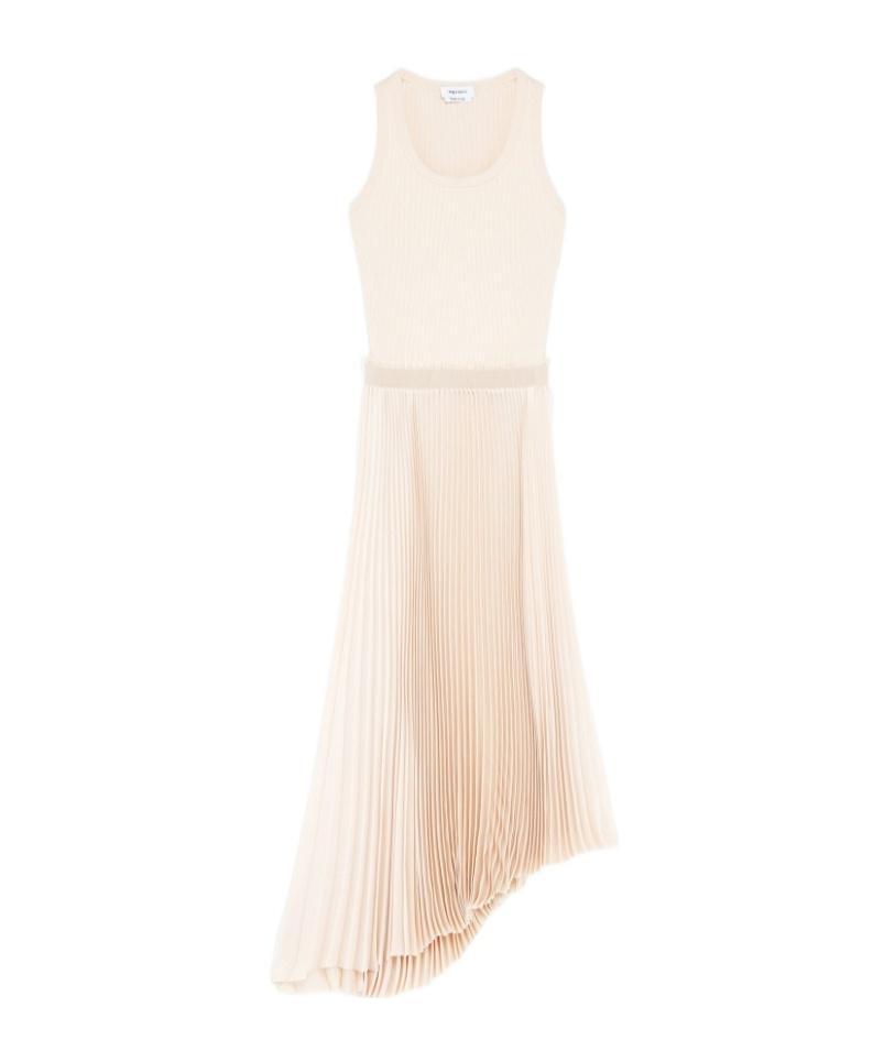 Alexander Mcqueen Women's Cotton Ribbed Asymmetric Midi Skirt Powder