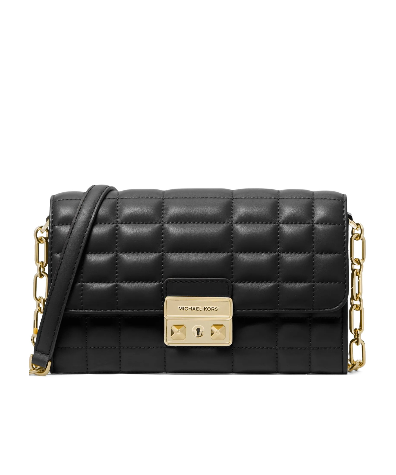 Michael Kors Large Tribeca Leather Crossbody Bag In Black