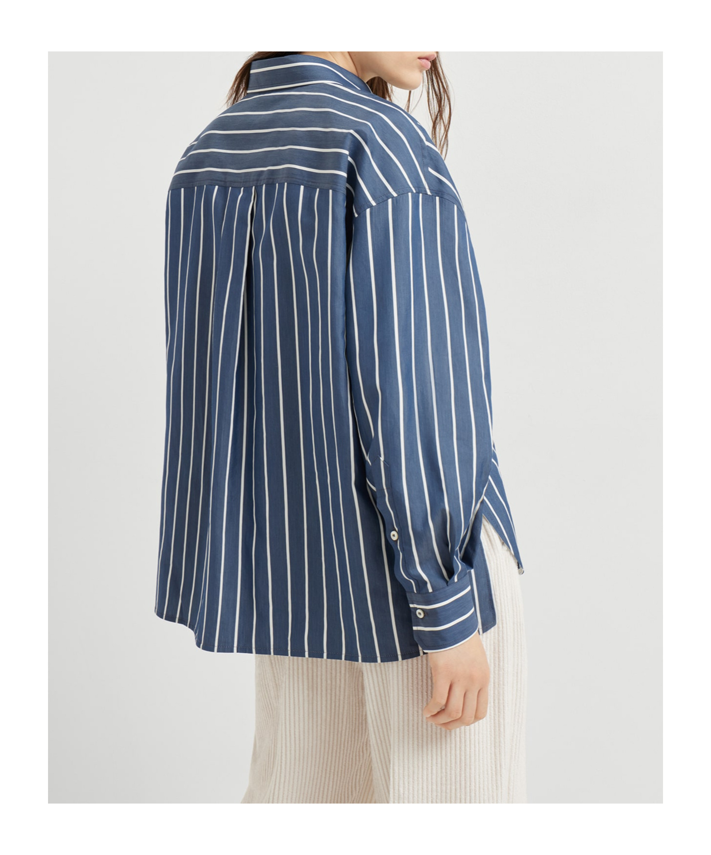 Brunello Cucinelli Lapel Long Sleeve Shirt In Blue