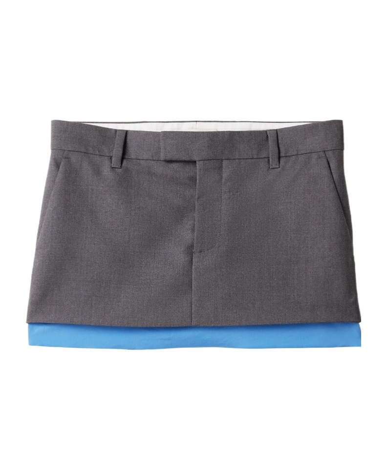 Miu Miu Low-rise Poplin Layered Wool Mini Skirt In Black