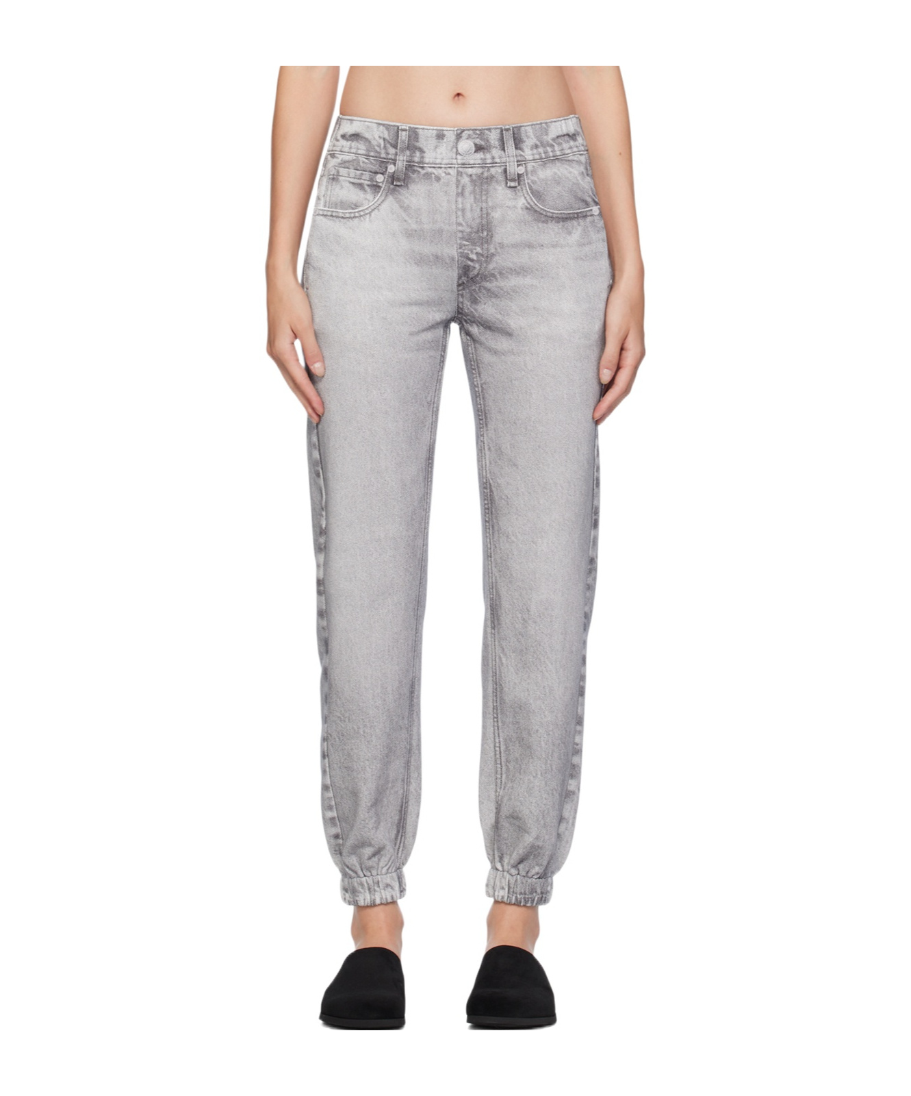 Rag & Bone Miramar Faded Denim Pants In Gray