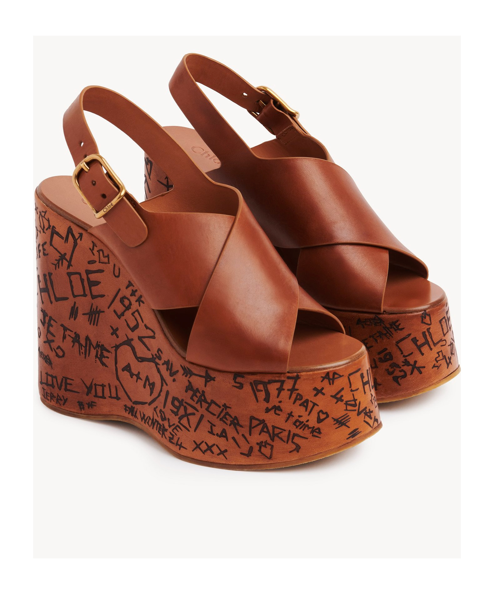 Shop Chloé Leather Sandals In Brown