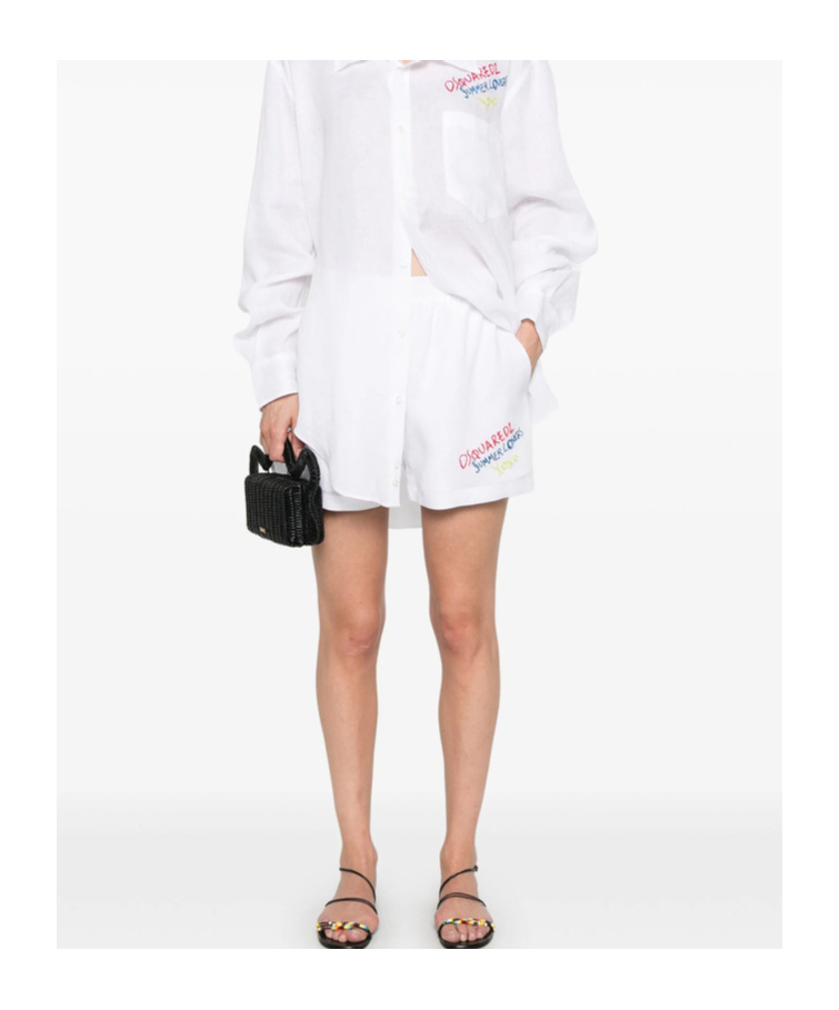 Dsquared2 Summer Lovers Linen Shorts In White