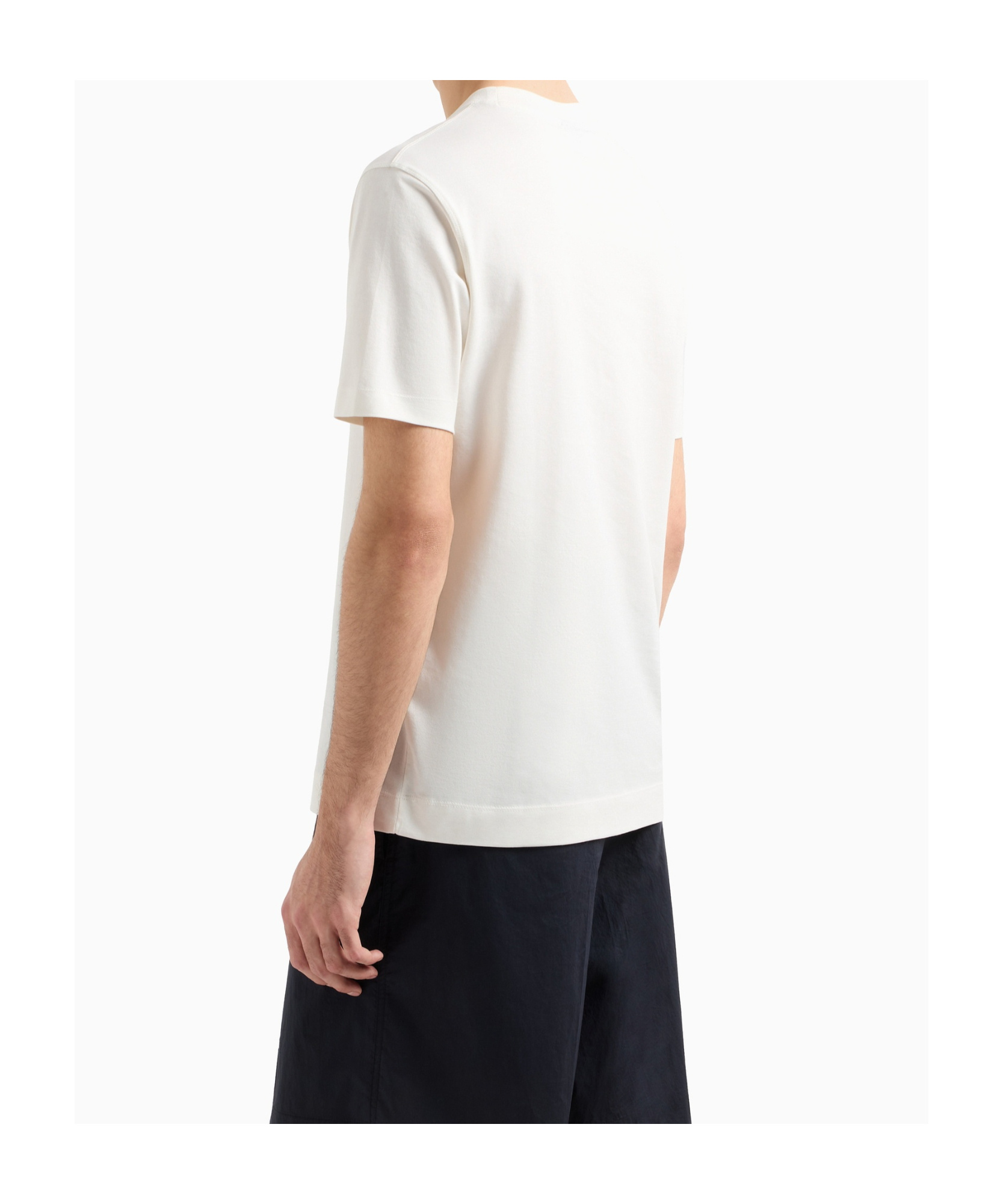 Emporio Armani Asv Jersey T-shirt With ‘let The Sea Set You Free' Embroidery In White
