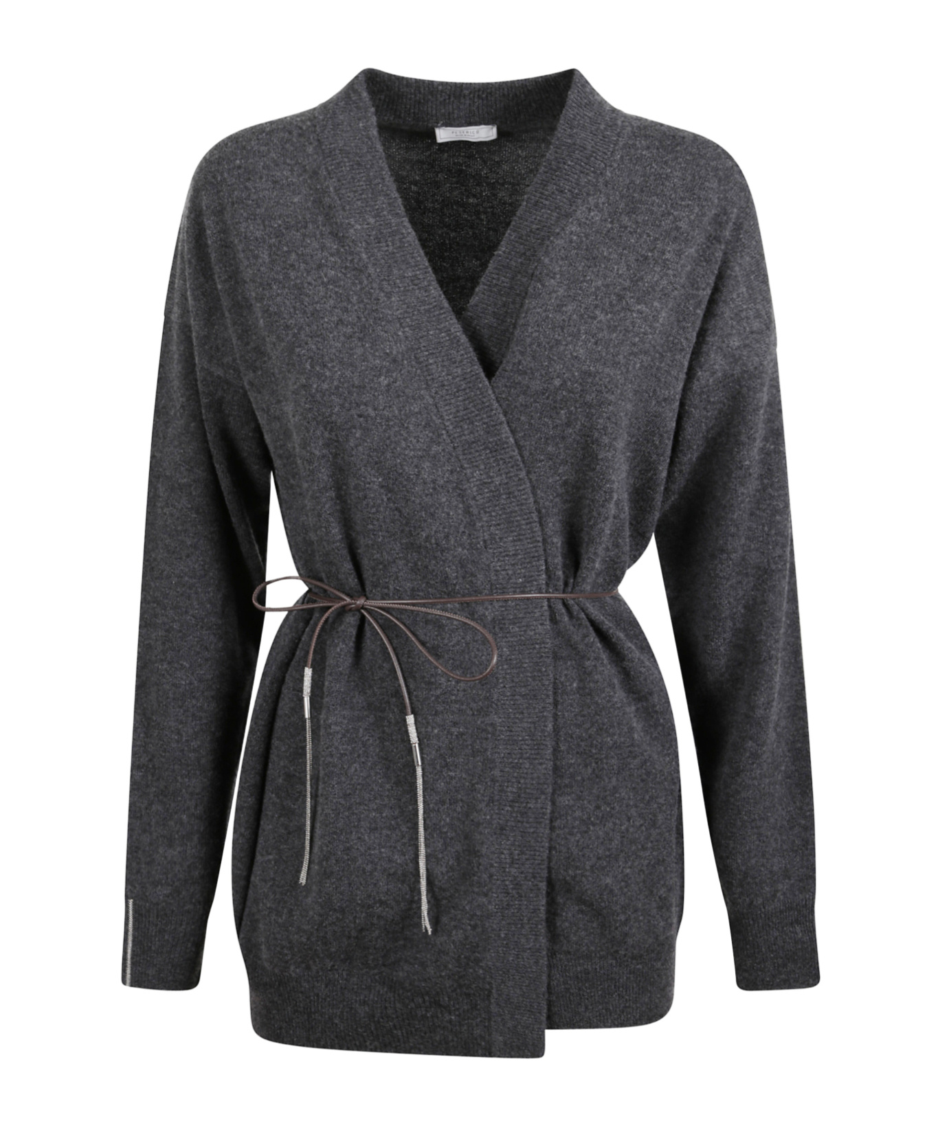 Peserico Strappy Knitted Cardigan In Black