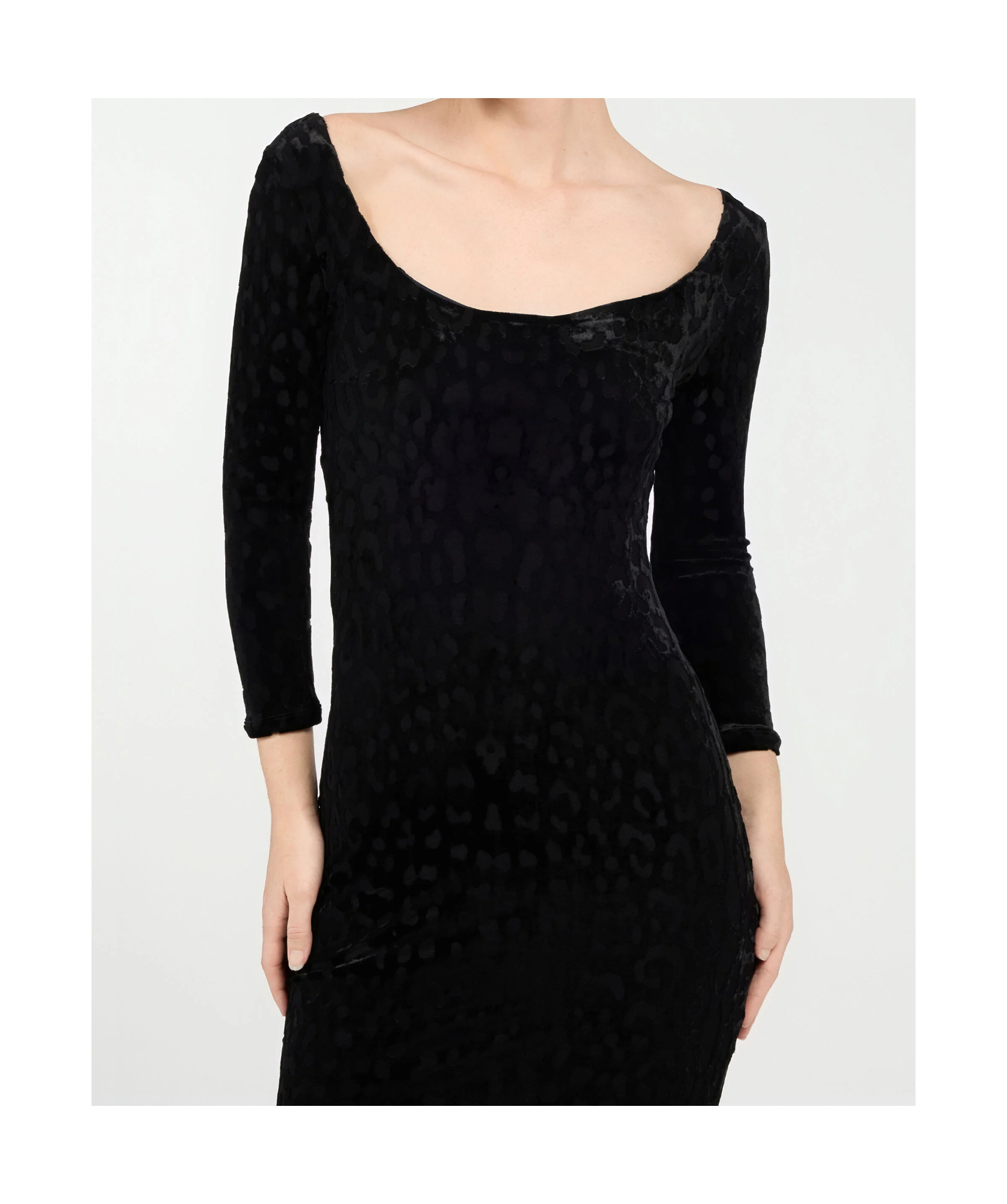 Roberto Cavalli Patterned Midi Dress In Black