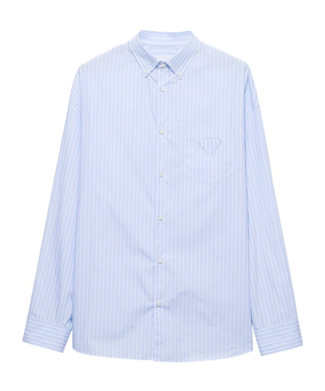 Prada Striped Cotton Shirt In Blue
