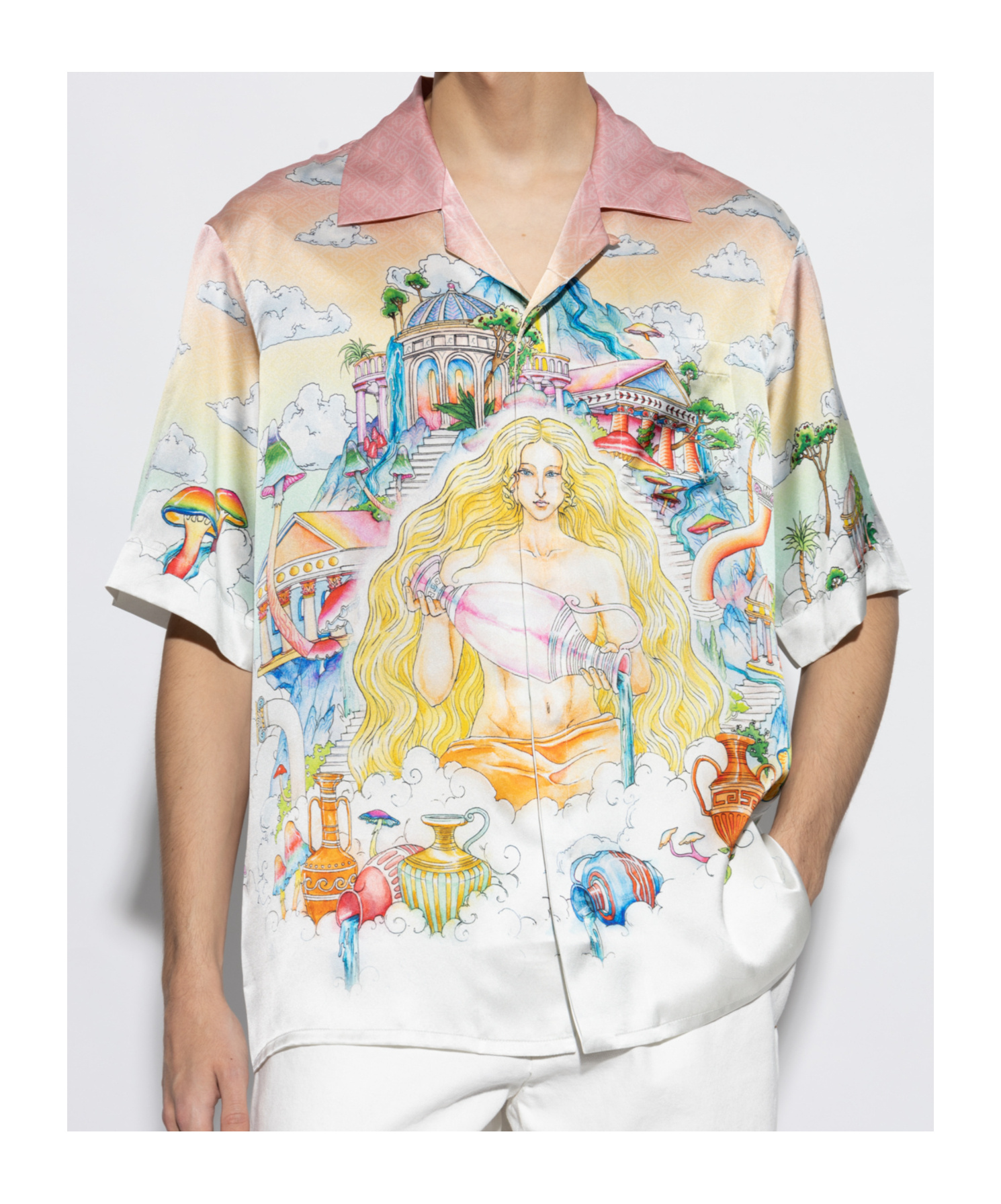 Casablanca Short Sleeve Shirt With Cuban Collar In Multicolor