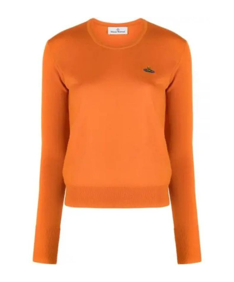 Vivienne Westwood Orb-embroidered Virgin-wool Jumper In Orange