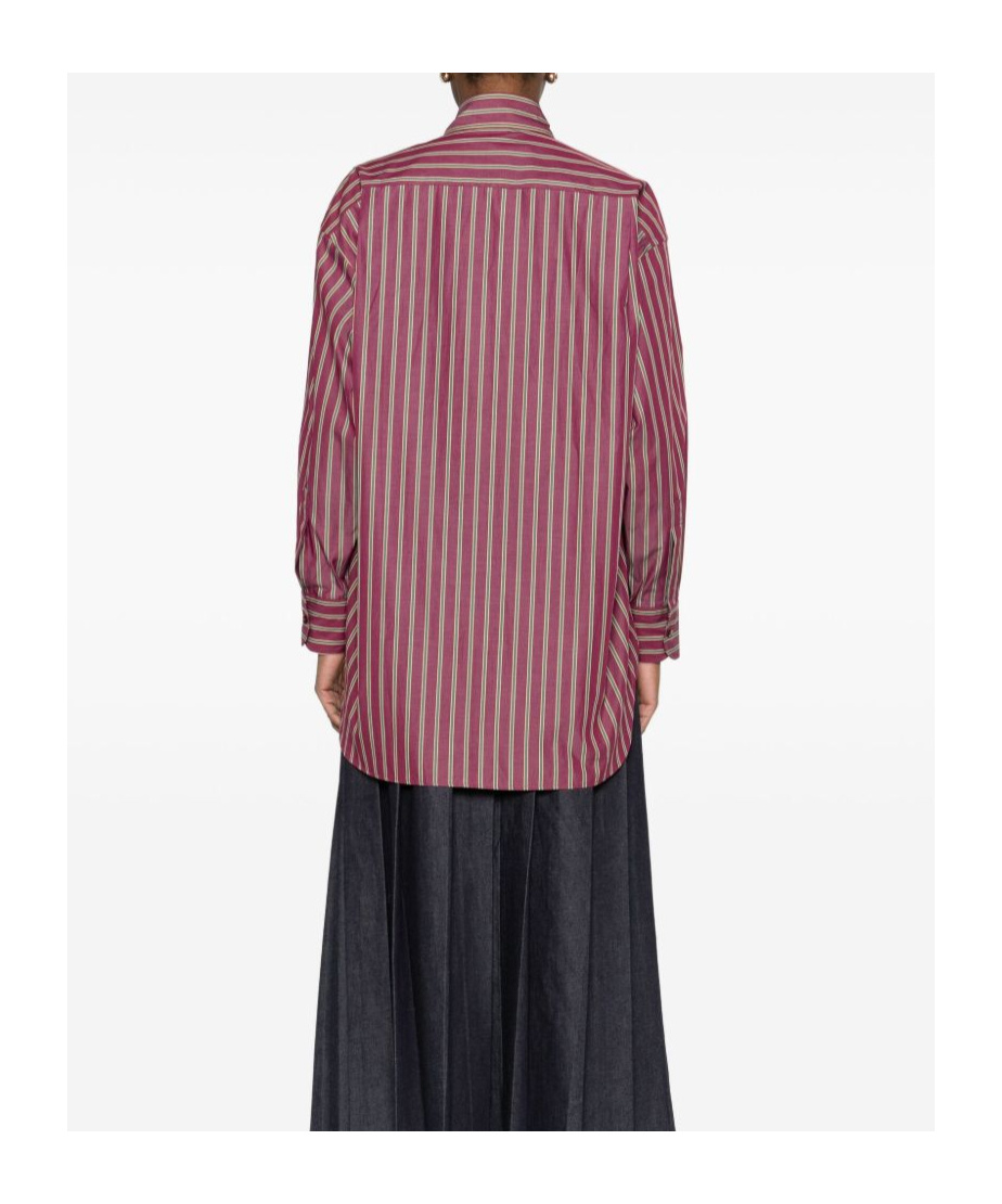 Etro Striped Cotton Shirt Long Sleeves In Pink