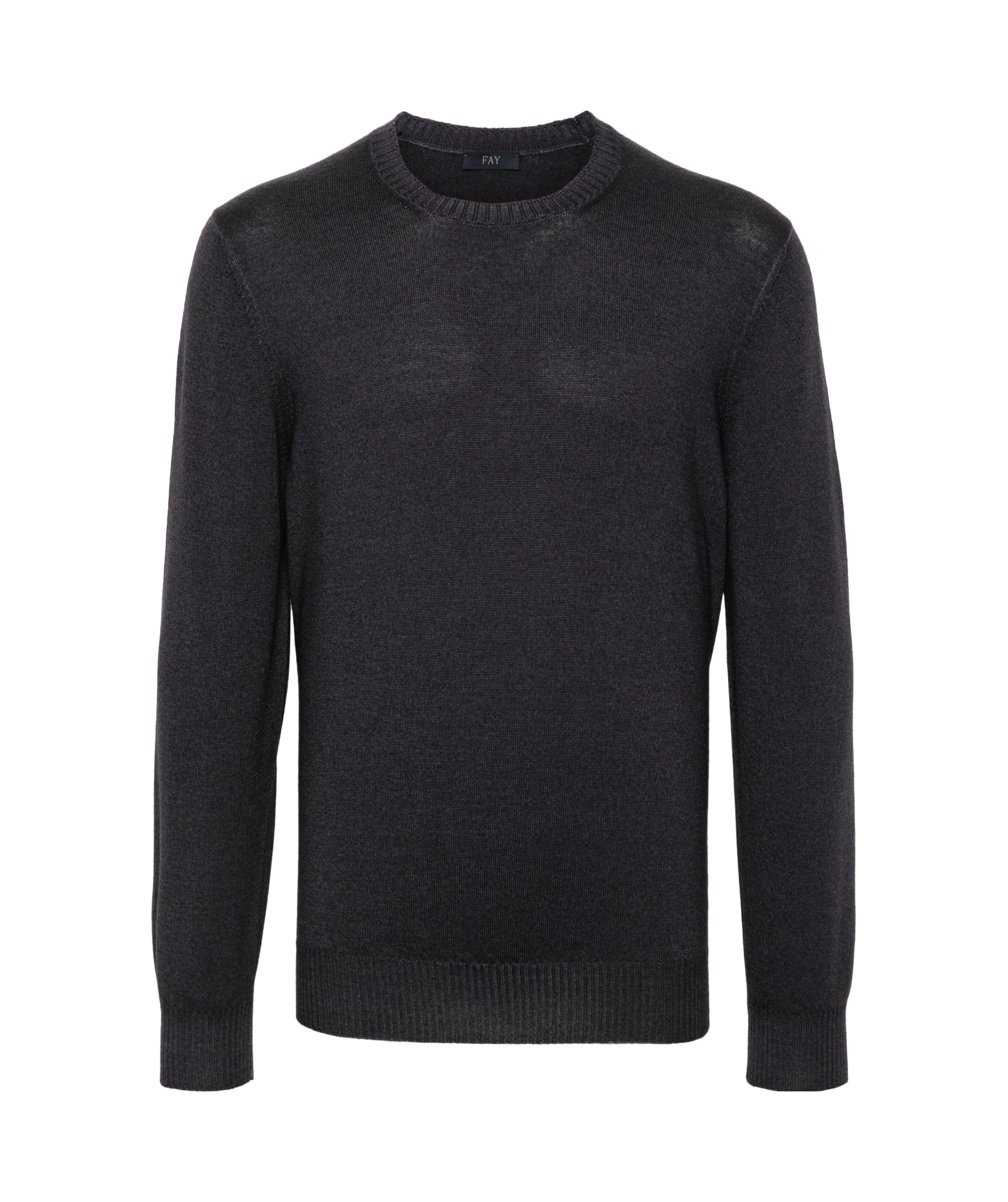 Fay Round-neck Knitted Sweater In Black