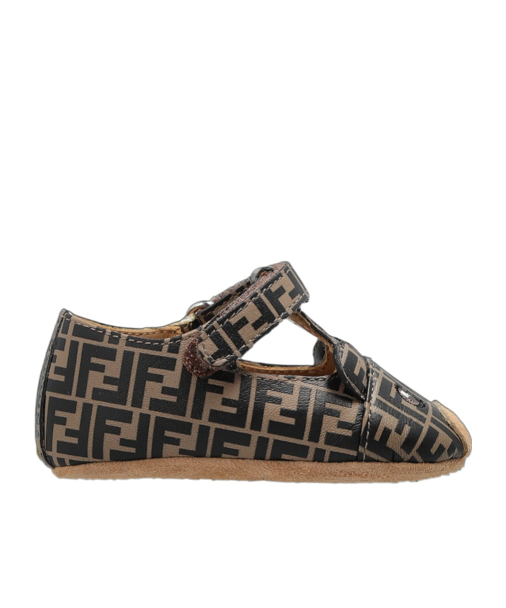 Fendi Kids All-over Logo Printed Touch-strap Pre-walkers In Multi