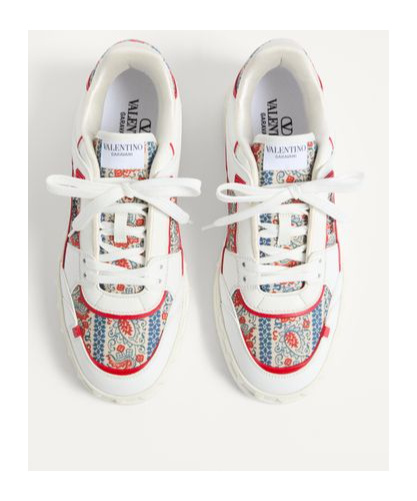 Valentino Garavani Leather Freedots Sneakers Panels Patterned In White