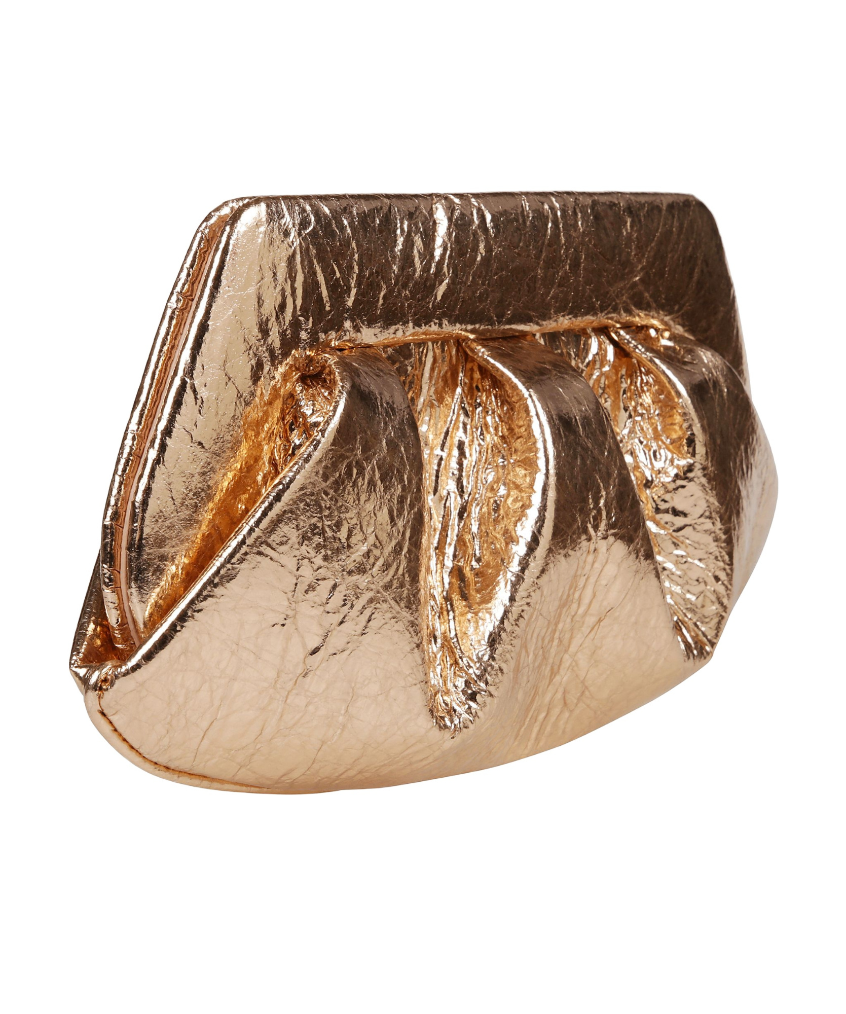 Themoirè Pleated Clutch Bag In Nude