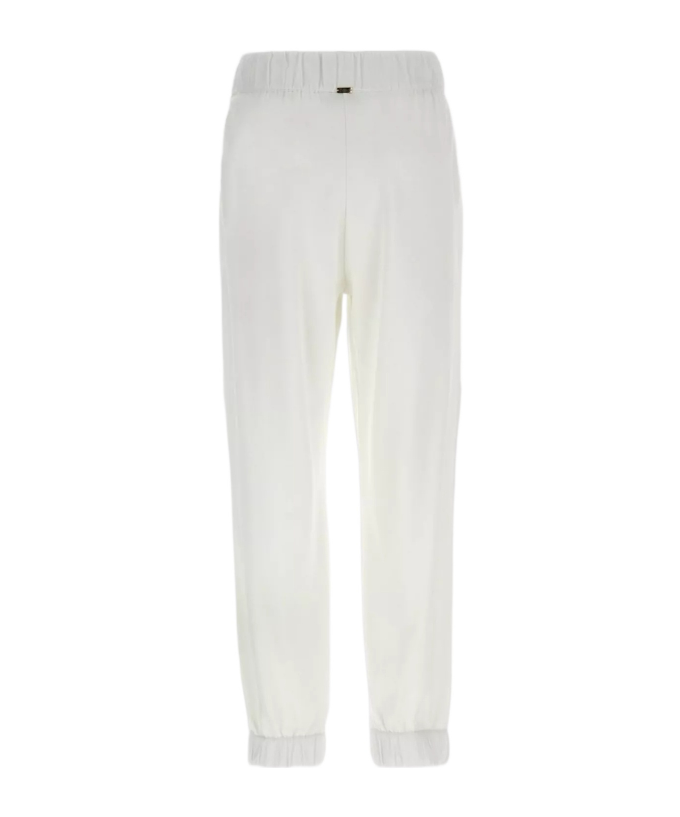 Herno Elastic Waistband Cuffed Hem Side Pockets Trousers In White