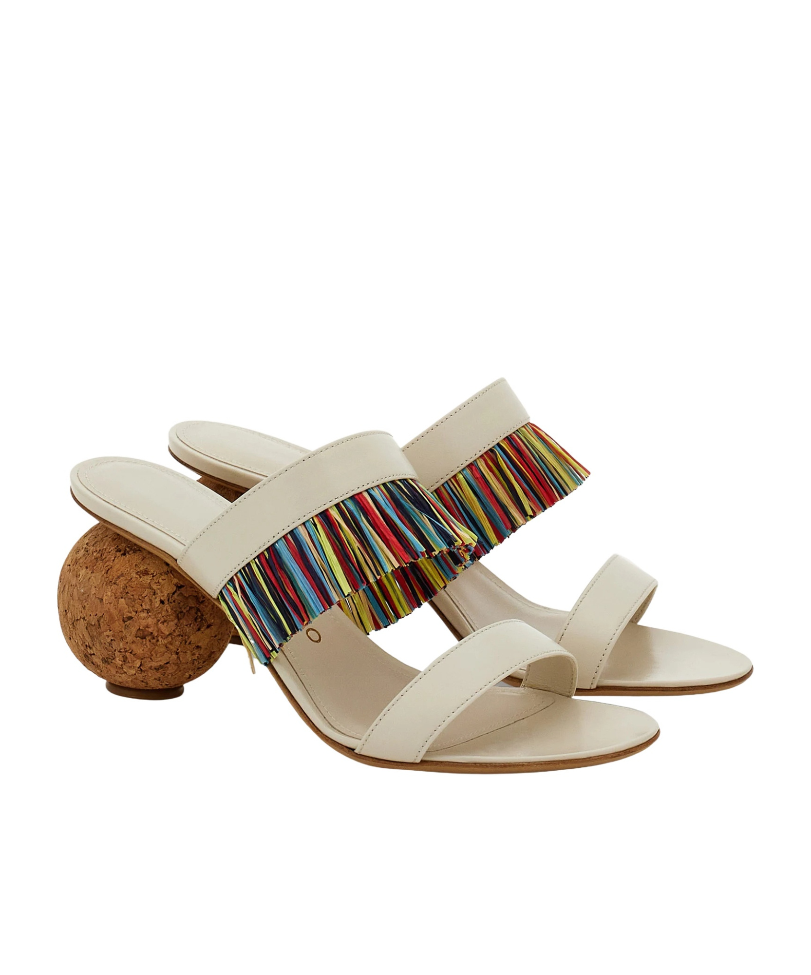 Ferragamo Unique Mules With Colorful Fringe Detail In White
