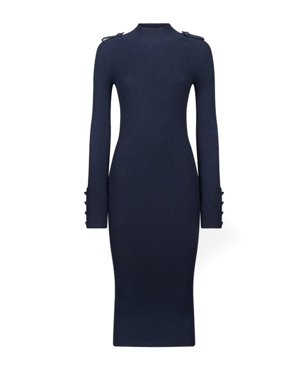 Dondup Ribbed Midi Dress In Blue