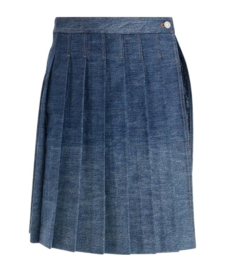 Dior Button Detail Wrap Skirt In Blue