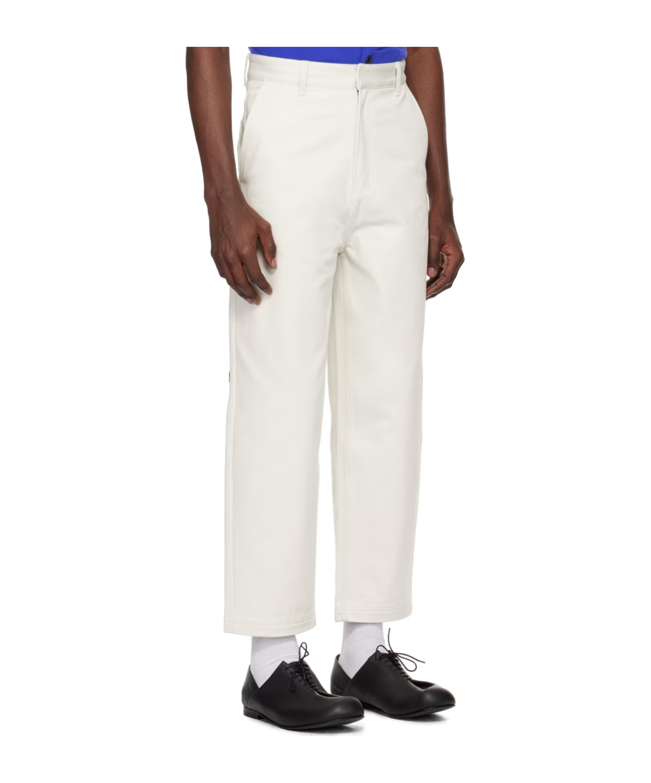 Ader Error Belt Loop Logo Casual Pants In White